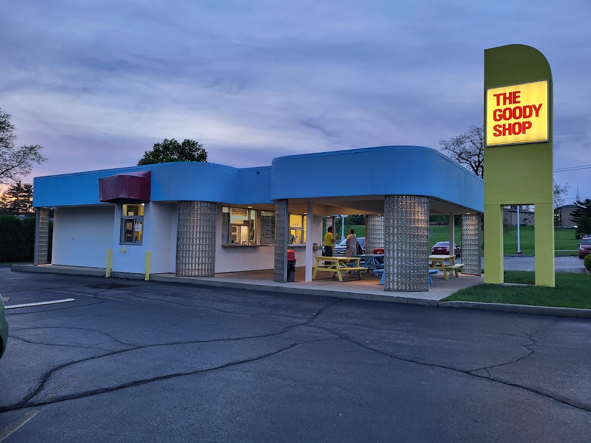 The Goody Shop’s blue and yellow storefront